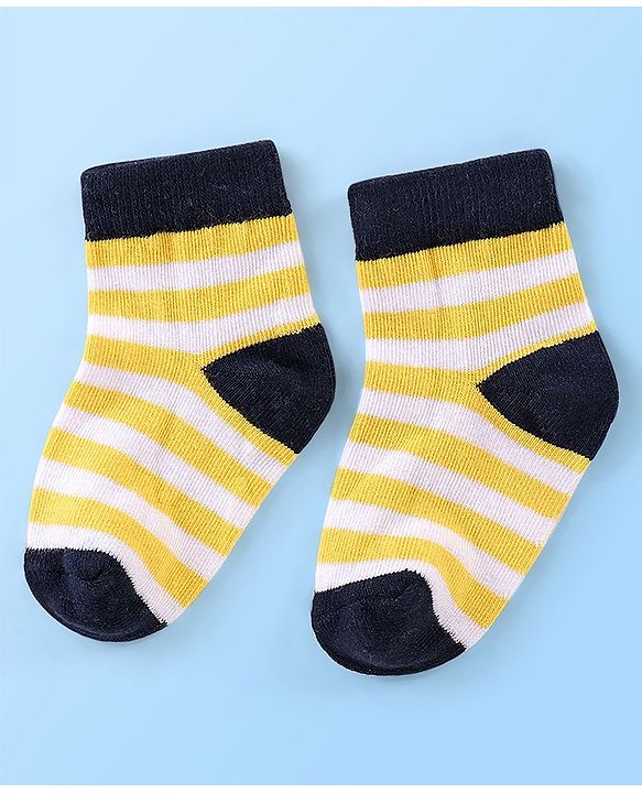 Cute Walk By Babyhug Anti Bacterial Non Terry Ankle Length Stripe Socks Pack Of 5 - Multicolor