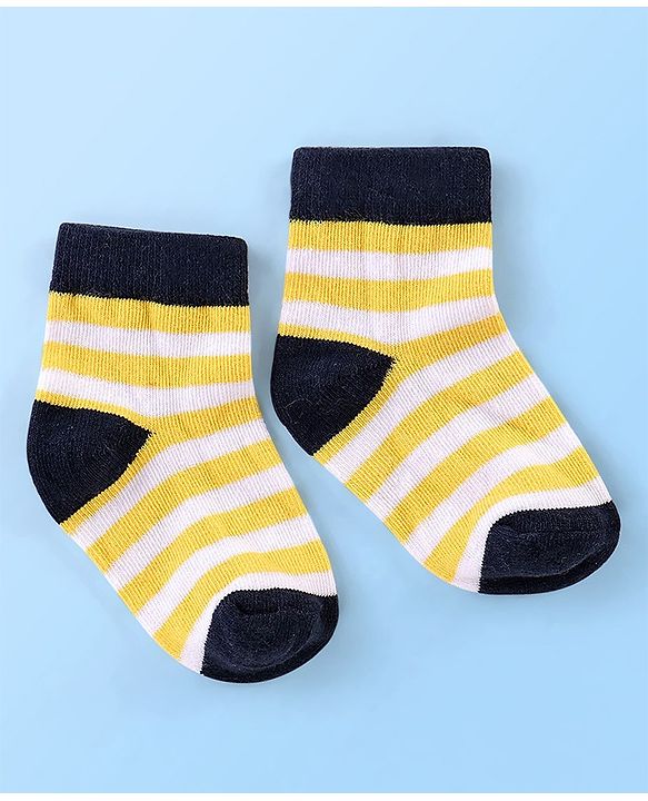 Cute Walk By Babyhug Anti Bacterial Non Terry Ankle Length Stripe Socks Pack Of 5 - Multicolor