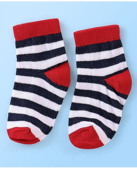 Cute Walk By Babyhug Anti Bacterial Non Terry Ankle Length Stripe Socks Pack Of 5 - Multicolor