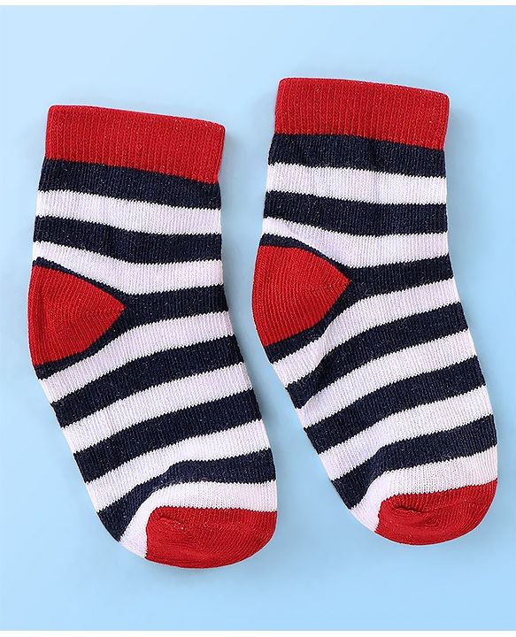 Cute Walk By Babyhug Anti Bacterial Non Terry Ankle Length Stripe Socks Pack Of 5 - Multicolor