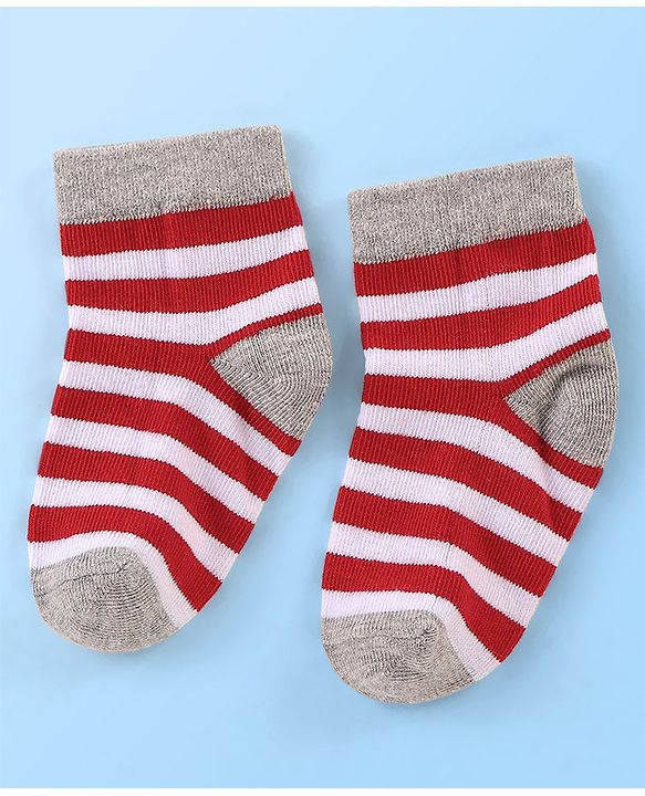 Cute Walk By Babyhug Anti Bacterial Non Terry Ankle Length Stripe Socks Pack Of 5 - Multicolor