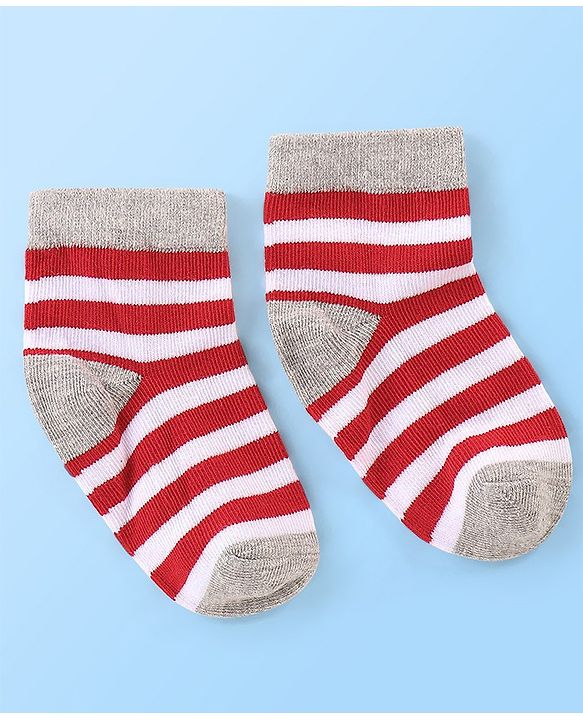 Cute Walk By Babyhug Anti Bacterial Non Terry Ankle Length Stripe Socks Pack Of 5 - Multicolor