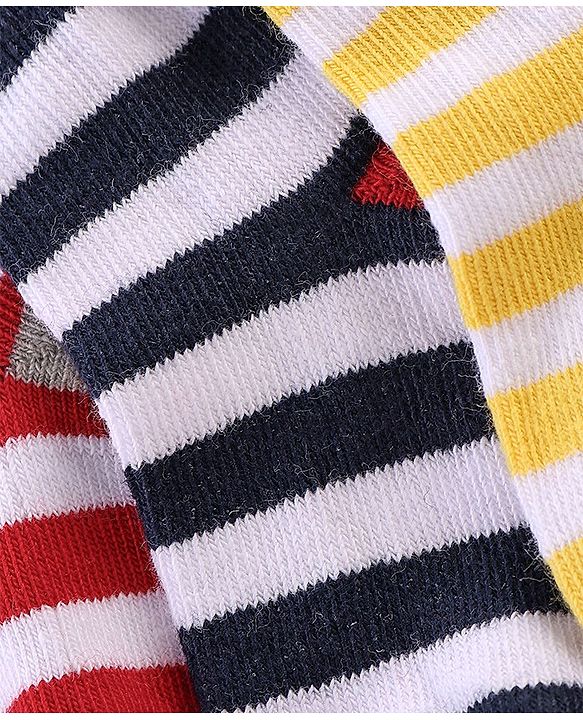 Cute Walk By Babyhug Anti Bacterial Non Terry Ankle Length Stripe Socks Pack Of 5 - Multicolor