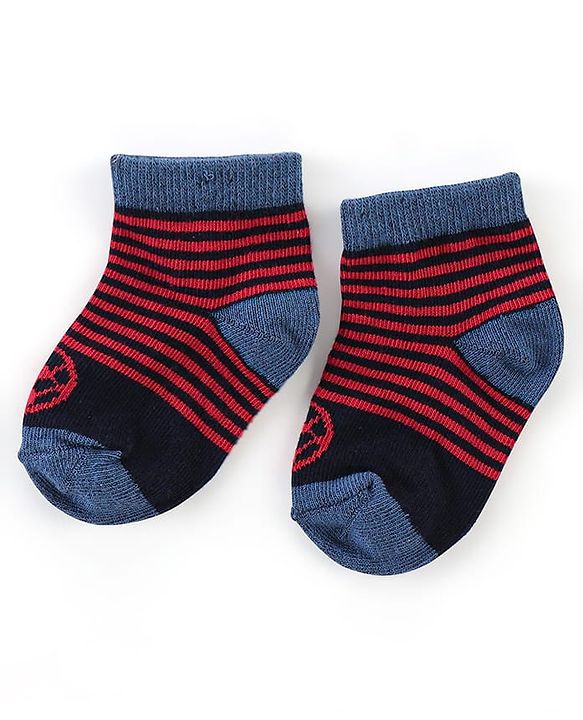 Cute Walk by Babyhug Anti Bacterial Anti Skid Ankle Length Socks Striped Design Pack Of 3 - Multicolour