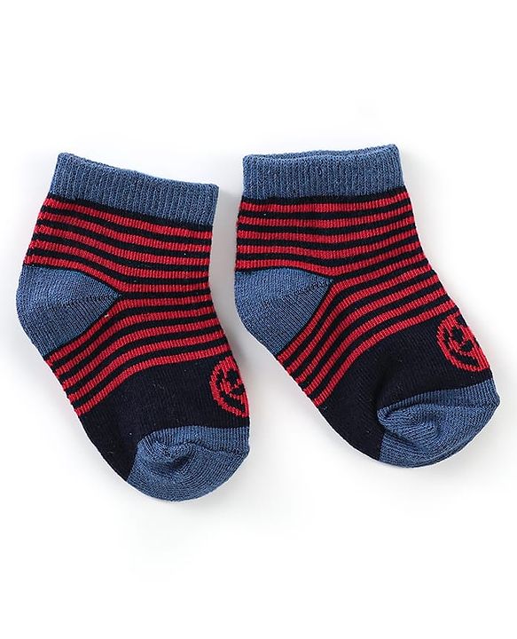 Cute Walk by Babyhug Anti Bacterial Anti Skid Ankle Length Socks Striped Design Pack Of 3 - Multicolour