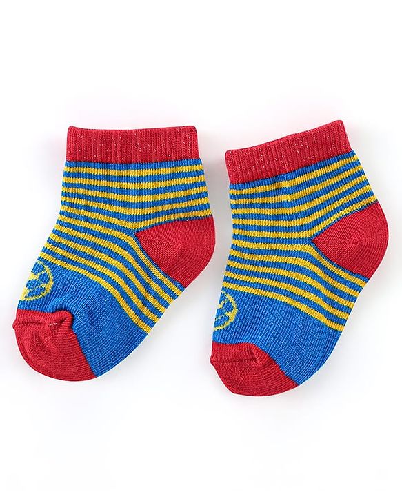 Cute Walk by Babyhug Anti Bacterial Anti Skid Ankle Length Socks Striped Design Pack Of 3 - Multicolour