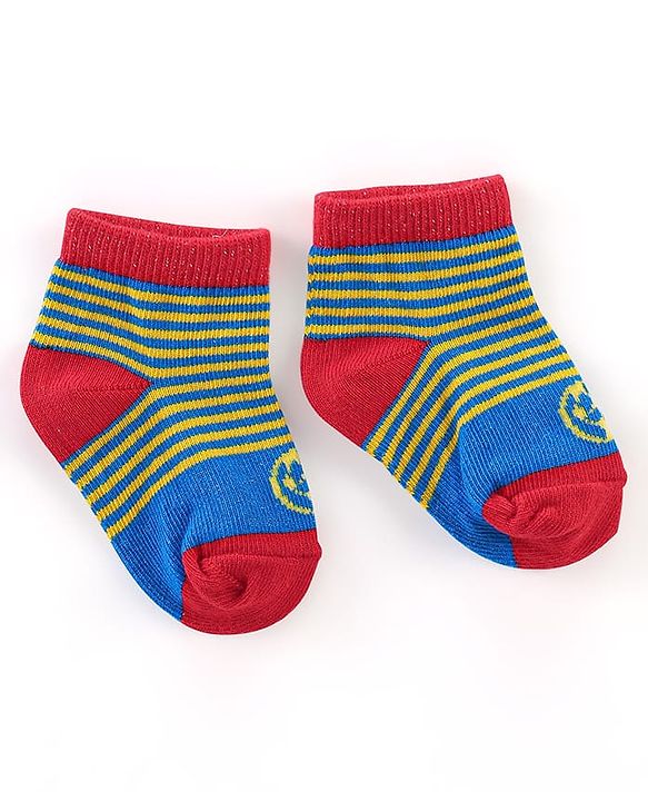 Cute Walk by Babyhug Anti Bacterial Anti Skid Ankle Length Socks Striped Design Pack Of 3 - Multicolour