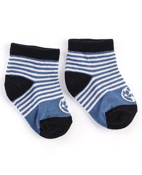 Cute Walk by Babyhug Anti Bacterial Anti Skid Ankle Length Socks Striped Design Pack Of 3 - Multicolour