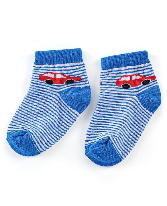 Cute Walk by Babyhug Anti Bacterial Ankle Length Socks Car Design Pack Of 3 - Multicolour