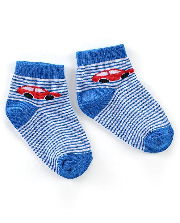 Cute Walk by Babyhug Anti Bacterial Ankle Length Socks Car Design Pack Of 3 - Multicolour