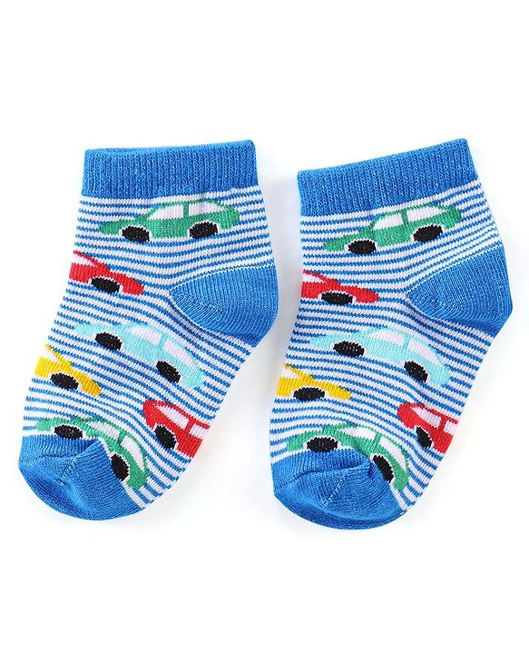 Cute Walk by Babyhug Anti Bacterial Ankle Length Socks Car Design Pack Of 3 - Multicolour