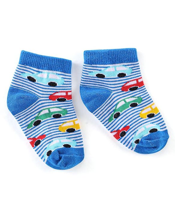 Cute Walk by Babyhug Anti Bacterial Ankle Length Socks Car Design Pack Of 3 - Multicolour