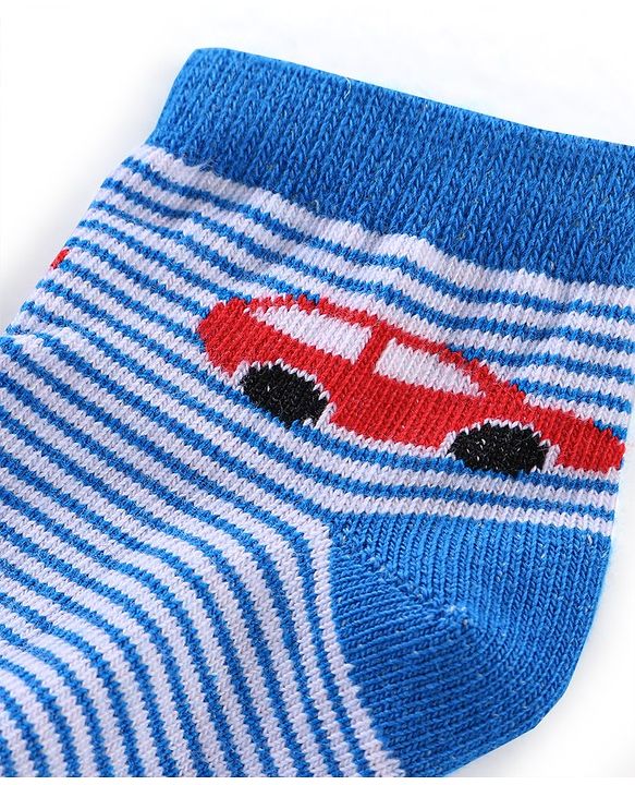 Cute Walk by Babyhug Anti Bacterial Ankle Length Socks Car Design Pack Of 3 - Multicolour