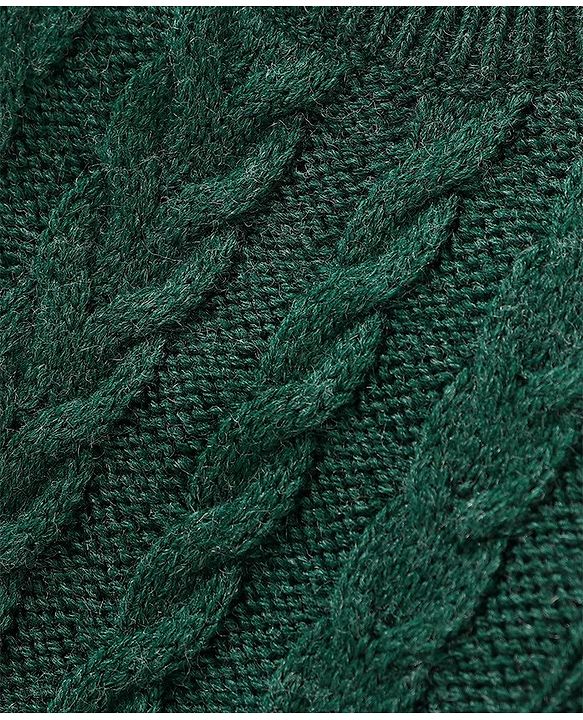 Babyhug Full Sleeves Cable Knit Sweater Solid- Green