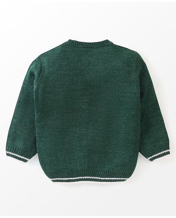 Babyhug Full Sleeves Cable Knit Sweater Solid- Green