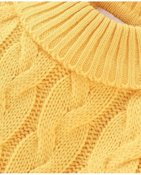 Babyhug Full Sleeves Cable Knit Sweater Solid- Yellow