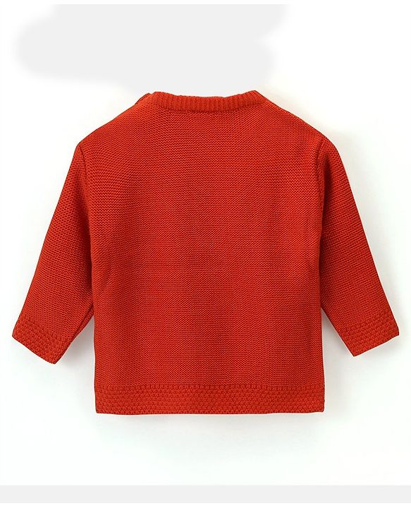 Babyhug Knit Full Sleeves Sweater With Cable Knit Design - Red