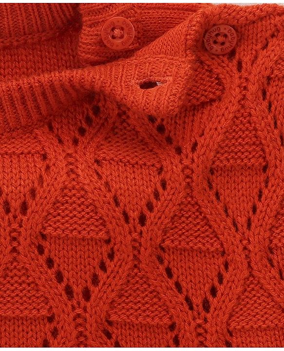 Babyhug Knit Full Sleeves Sweater With Cable Knit Design - Red