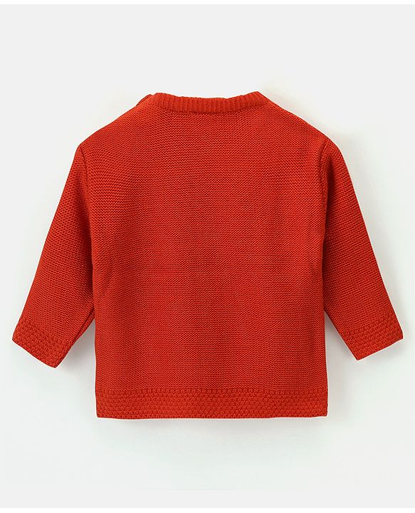 Babyhug Knit Full Sleeves Sweater With Cable Knit Design - Red