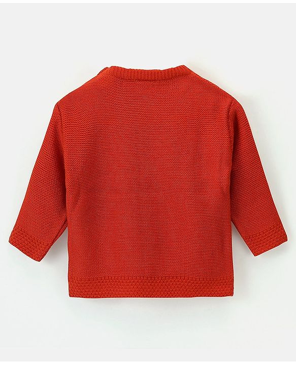 Babyhug Knit Full Sleeves Sweater With Cable Knit Design - Red