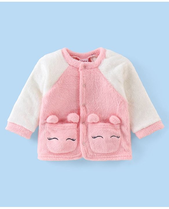 Babyhug Velour Full Sleeves Winterwear Night Suit Nightsuit With Solid Colour - Pink