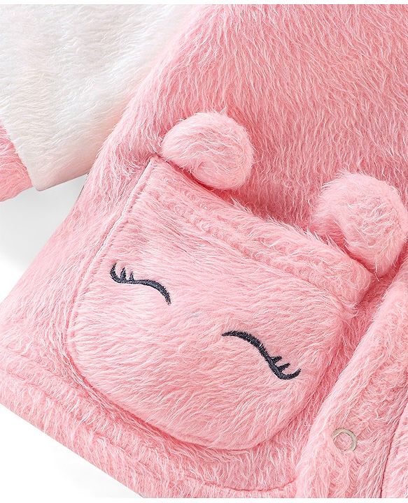 Babyhug Velour Full Sleeves Winterwear Night Suit Nightsuit With Solid Colour - Pink