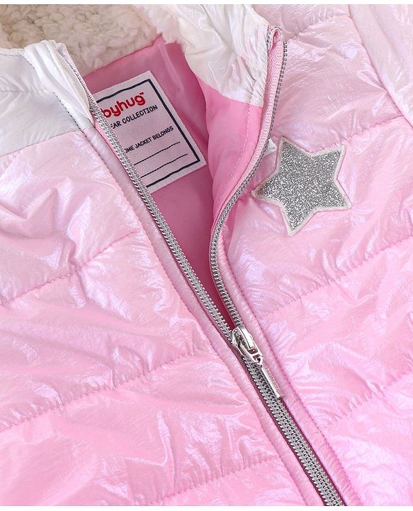 Babyhug Woven Full Sleeves Hoodie with Star Badge - Pink