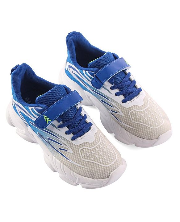 Pine Kids Velcro Closure Sneakers - White & Blue