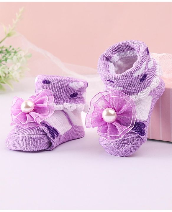 Cute Walk by Babyhug Socks Shoes with Applique - Light Purple