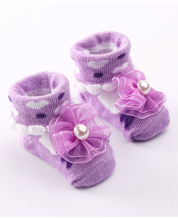 Cute Walk by Babyhug Socks Shoes with Applique - Light Purple