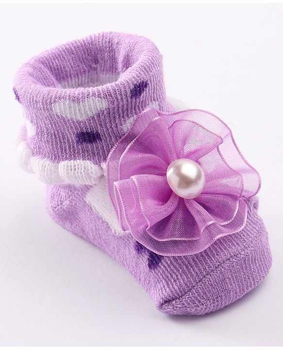 Cute Walk by Babyhug Socks Shoes with Applique - Light Purple