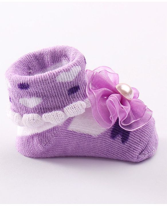 Cute Walk by Babyhug Socks Shoes with Applique - Light Purple