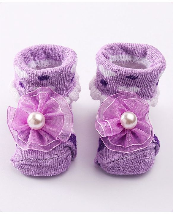 Cute Walk by Babyhug Socks Shoes with Applique - Light Purple