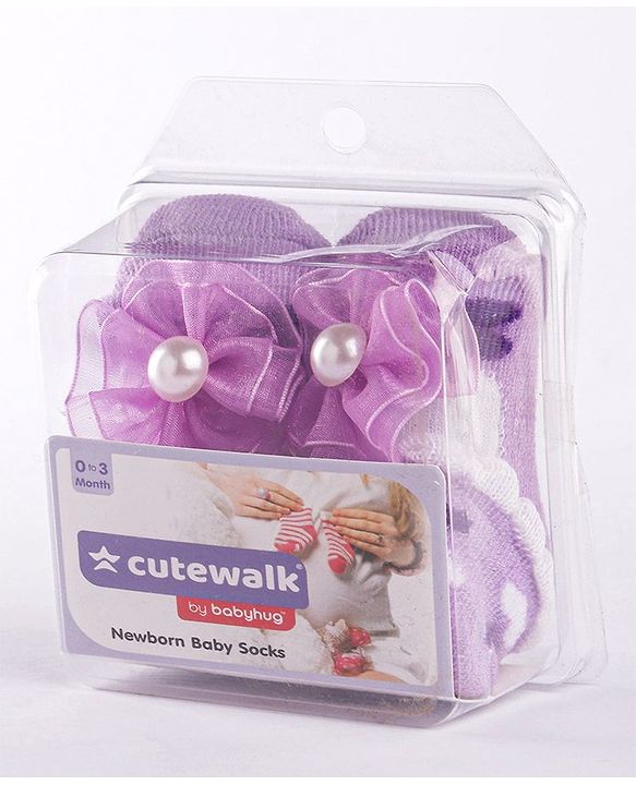 Cute Walk by Babyhug Socks Shoes with Applique - Light Purple