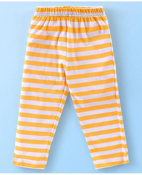 Babyhug Cotton Knit Full Sleeves Night Suit with Dino Print - Yellow