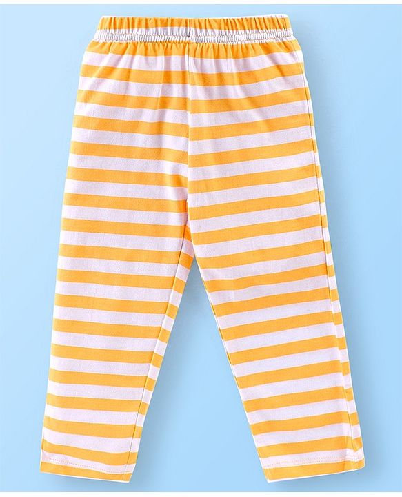 Babyhug Cotton Knit Full Sleeves Night Suit with Dino Print - Yellow