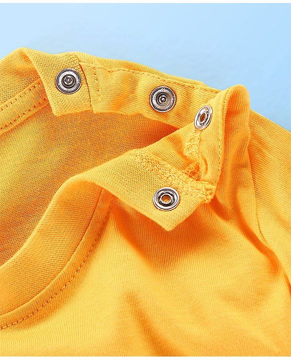Babyhug Cotton Knit Full Sleeves Night Suit with Dino Print - Yellow