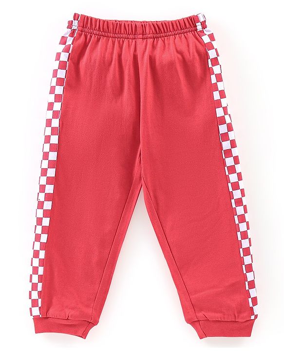 Babyhug Cotton Knit Full Sleeves Night Suit Bear Print - Red