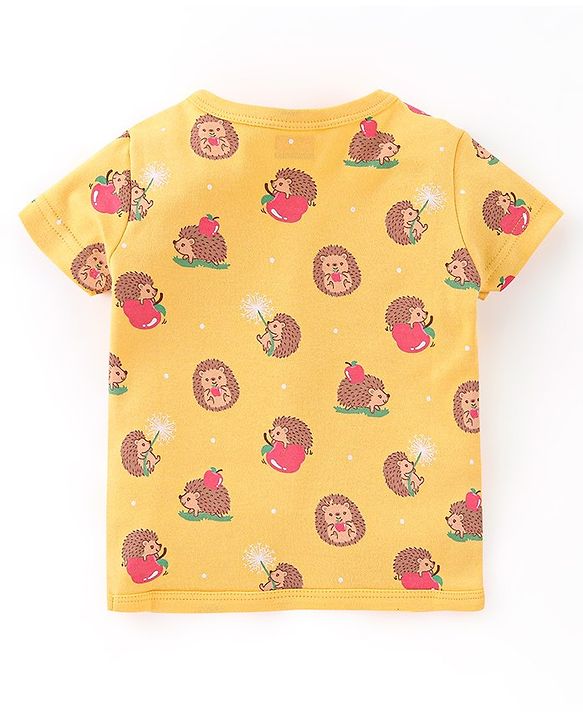 Babyhug 100% Cotton Half Sleeves Front Open Printed Vests  Pack of 3 - Pink & Yellow