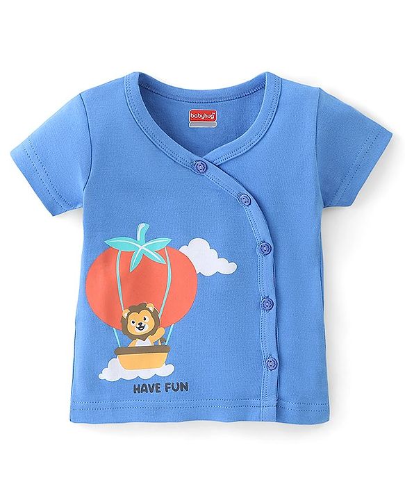 Babyhug 100%  Cotton Knit Half Sleeves Front Open Vest Lion Print Pack of 3 - Multicolour
