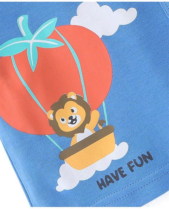 Babyhug 100%  Cotton Knit Half Sleeves Front Open Vest Lion Print Pack of 3 - Multicolour