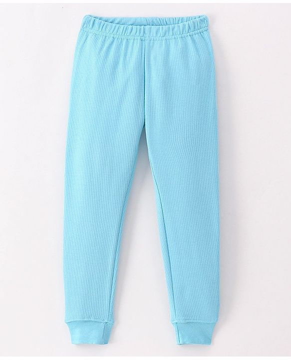 Pine Kids Cotton Full Length Thermal Inner Wear Bottom Solid Colour - Light Blue