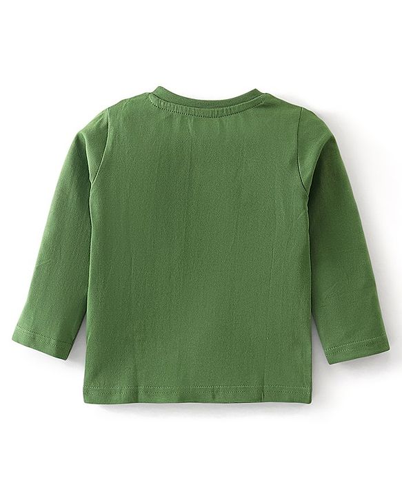 Babyhug Single Jersey Full Sleeves Night Suit With JCB Print - Green & Yellow