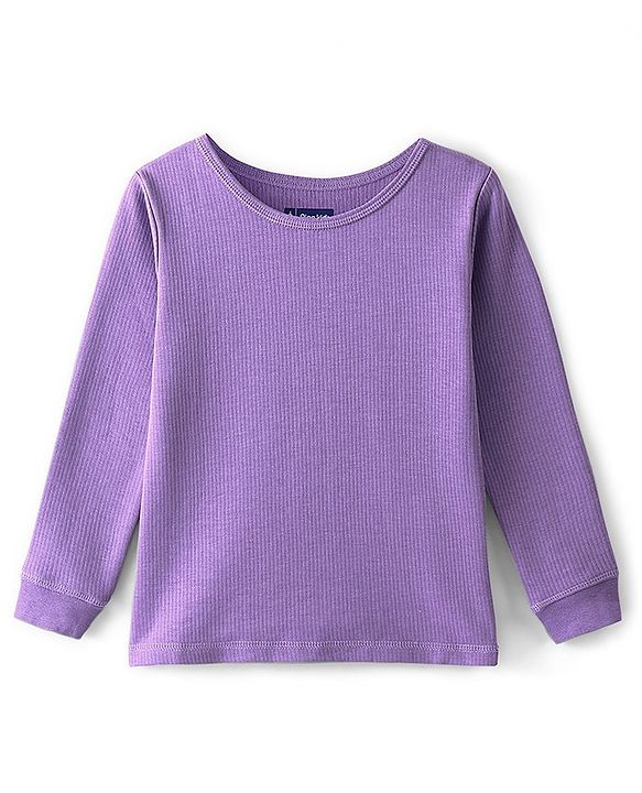Pine Kids Cotton Full Length Solid Thermal Inner Wear Top - Purple