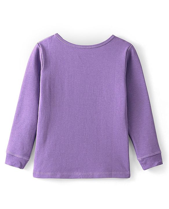 Pine Kids Cotton Full Length Solid Thermal Inner Wear Top - Purple