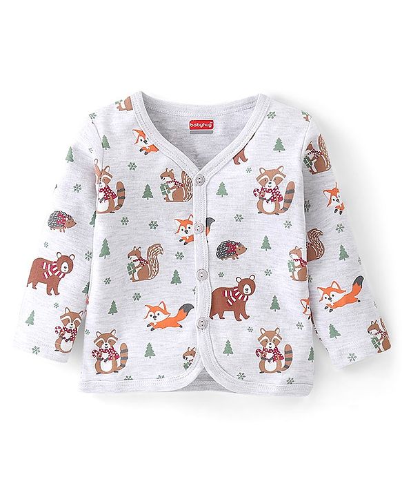 Babyhug Cotton Knit Full Sleeves Front Open Vest Bear Print Pack of 3  - Multicolour