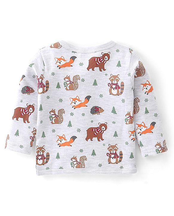 Babyhug Cotton Knit Full Sleeves Front Open Vest Bear Print Pack of 3  - Multicolour