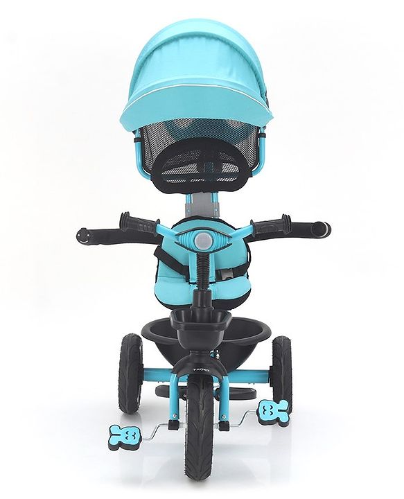 Babyhug Plug & Play Tricycle with Air Wheel Canopy & Parental Handle - Blue