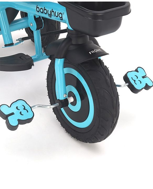 Babyhug Plug & Play Tricycle with Air Wheel Canopy & Parental Handle - Blue