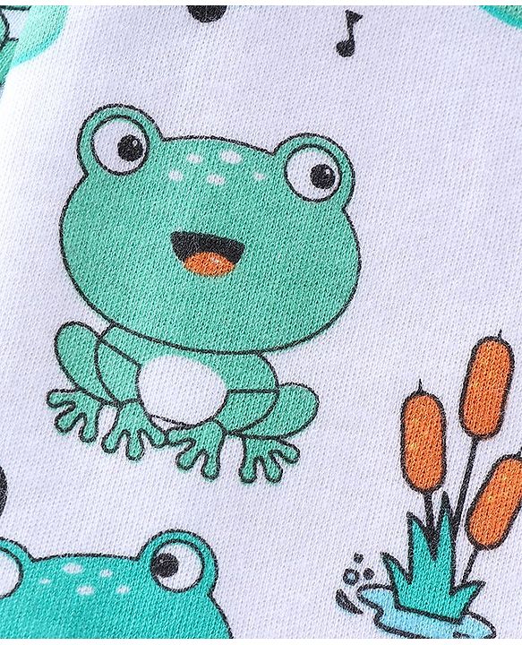 Babyhug Cotton Interlock Knit Full Sleeves Front Open Vests Striped & Frog Print Pack Of 3 - Green White & Yellow